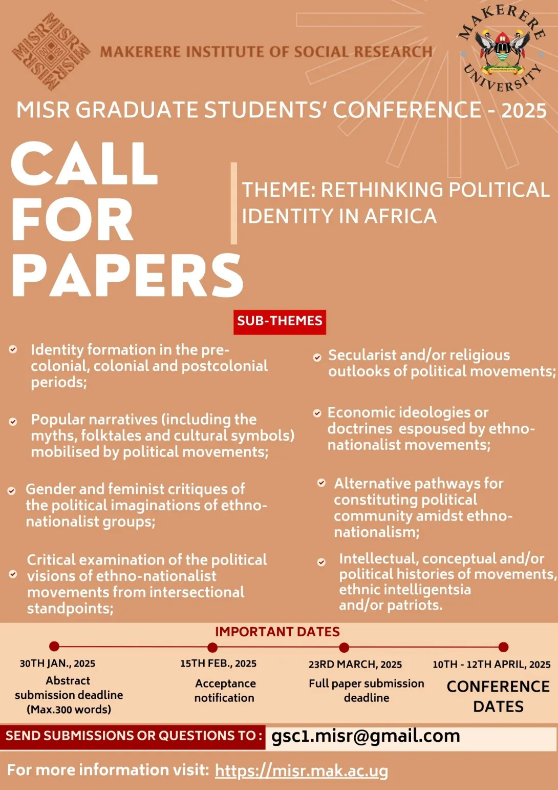 Call for Papers : MISR Graduate Students’ Conference - 2025 Poster
